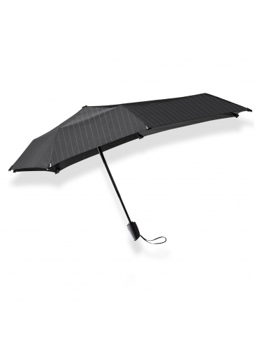 Black foldable umbrella senz° mini automatic  BLACK PIN STRIPE